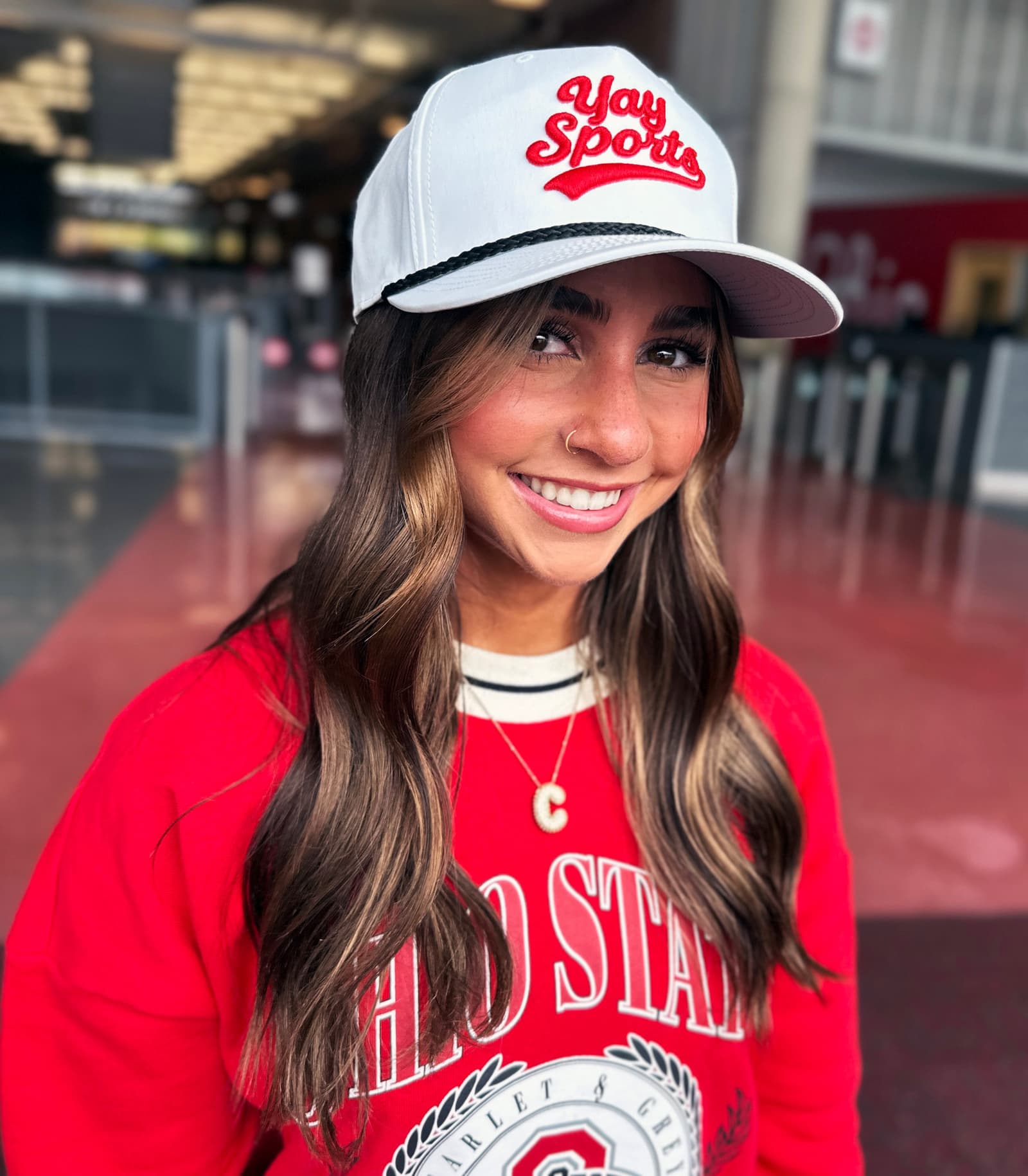 First Team White & Red Game Day Rope Hat
